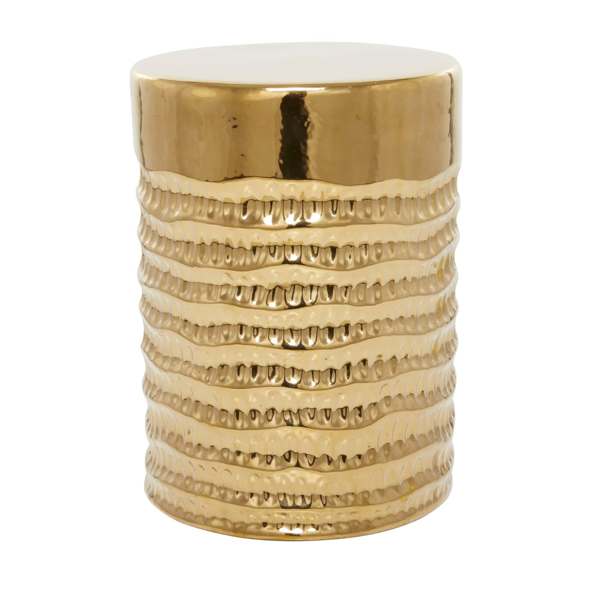 18" Gold Stoneware Glam Accent Table
